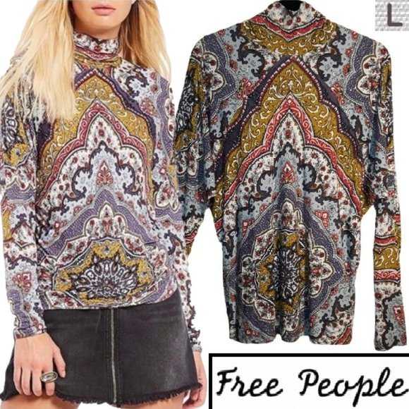 Free People Tops - "Chase Me" Mock Neck Tee